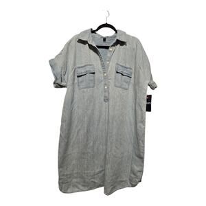Chaps NWT Chambray Shirt Dress Women's Plus 2X Blue Preppy Cottagecore Western